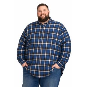 Mens Flannel Long Sleeve Button Down Size 5XL Plaid Causal